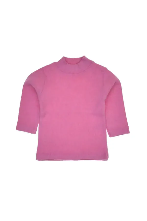 Children's Fisherman Collar Pink Sweater - 1