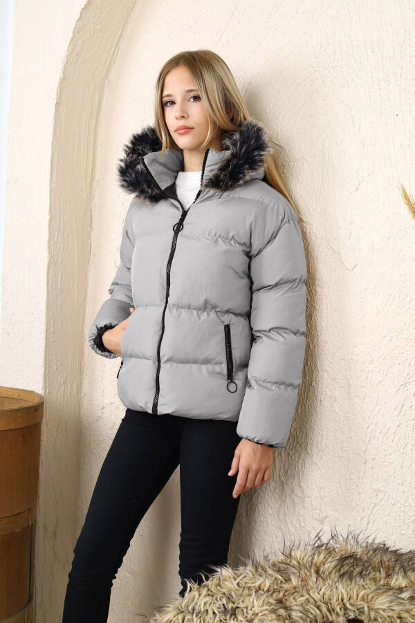 Children's Fur Hooded Jacket - 1