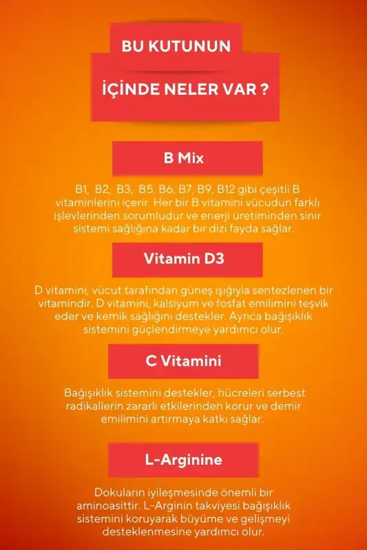 Children's Growth Multivitamin (Vitamin C, D, B Complex, L-arginine) - 2