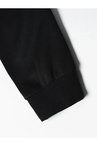 Children's Hooded Boys-Girls Printed Black Grey Zippered Jacket - 15