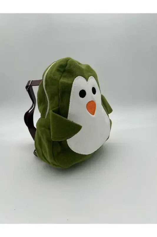 Children's Penguin Patterned Home School Kindergarten Backpack-green - 1
