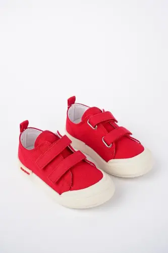 Children's Red Linen Lighted Orthopedic Sports Shoes - 3
