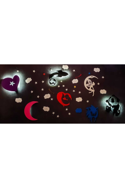 Children's Room Decorative ROCKET-PANDA-FAIRY MOON-HEART-MOTHER BABY-HAUNTED HEART Night Light Led Lighting - 1