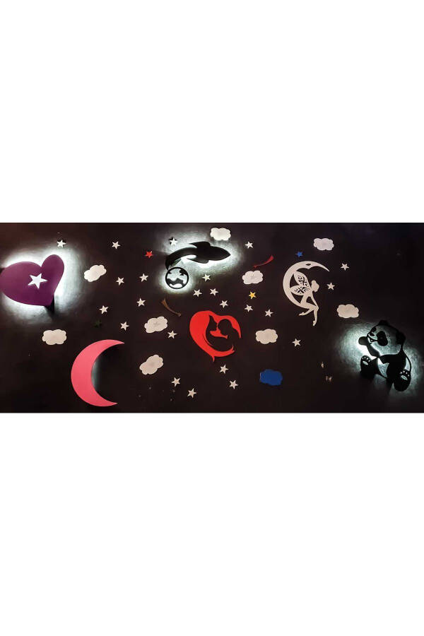 Children's Room Decorative ROCKET-PANDA-FAIRY MOON-HEART-MOTHER BABY-HAUNTED HEART Night Light Led Lighting - 2