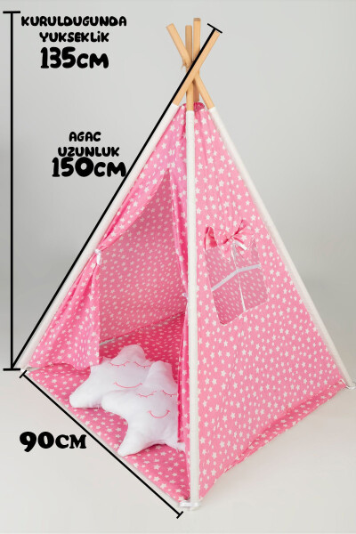 Children's Tent Play House Beech Wood Pole Indian Children's Play Tent Boy Girl Children's Toy - 1