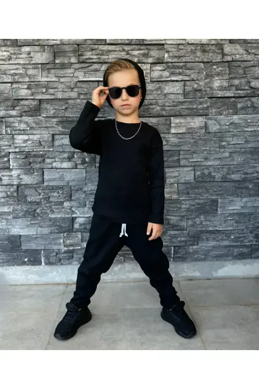 Children's trousers bohemian suit casual-Dark black - Modazone