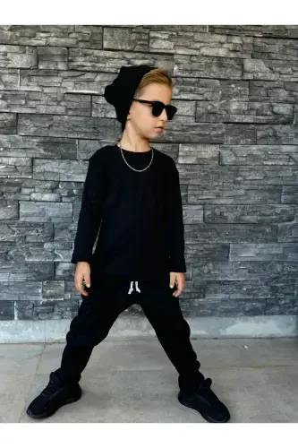 Children's trousers bohemian suit casual-Dark black - 3