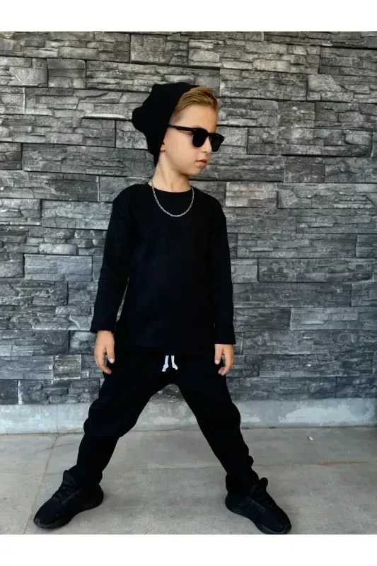 Children's trousers bohemian suit casual-Dark black - 3