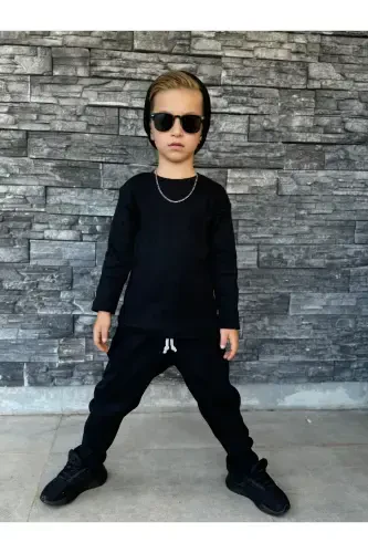 Children's trousers bohemian suit casual-Dark black - 4