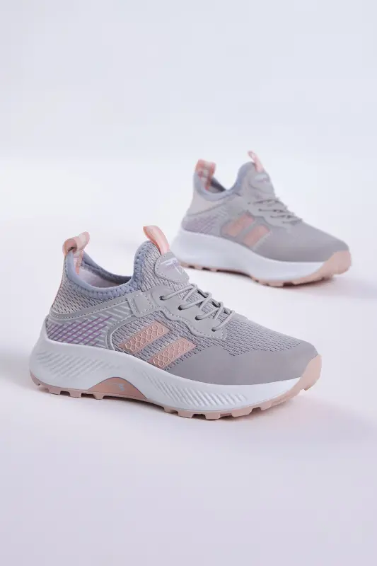 Children's Unisex Ice Powder Comfortable Fit Breathable Fabric Lace-Up Sneaker - 1