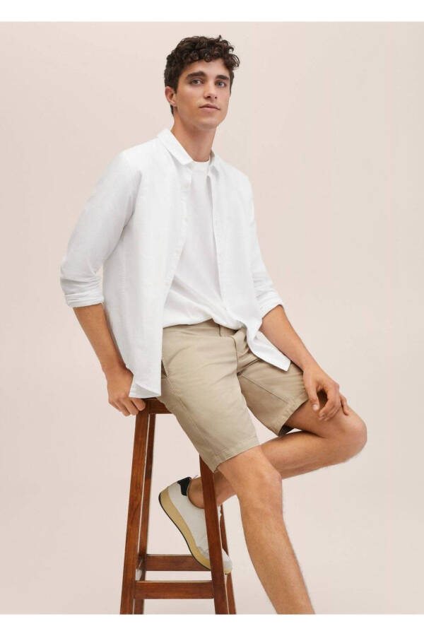Chino Bermuda Şort-Bej - 8