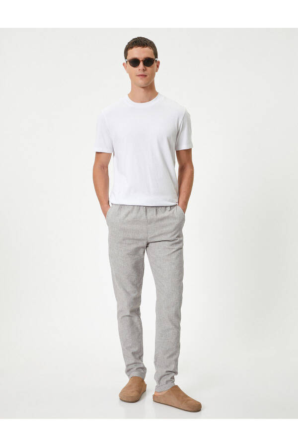 Chino Pants with Linen Blend, Drawstring Waist, Tapered Fit, Pocket Detail - 44