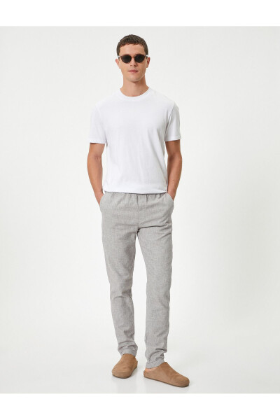 Chino Pants with Linen Blend, Drawstring Waist, Tapered Fit, Pocket Detail - 6