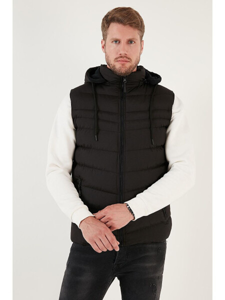 Chiqarib olinadigan kaputli suv va shamolga chidamli Slim Fit puffer yelek 649006 - 11