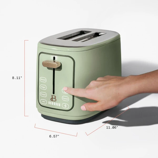 Beautiful 2 Slice Toaster with Touch-Activated Display, Sage Green by Drew Barrymore - 5