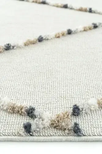 Chiroyli Oq Yuviladigan Kabartmali Yumshoq Bubble Gilam Sirpanmaydigan Sun'iy Mo'ynali Gilam Quyon Posti Peluş Gilam-Krem Bej - 6