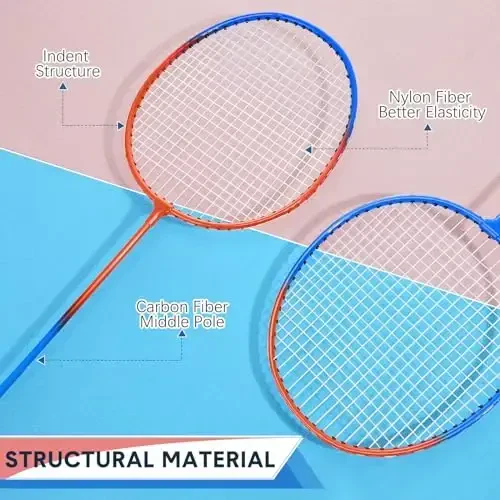 Chitidr 12 Pack Badminton Rackets Set Including Badminton Racquets, Nylon Shuttlecocks and Carry Bag for Outdoor Backyard Games Beginners - 2