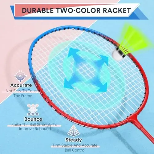 Chitidr 12 Pack Badminton Rackets Set Including Badminton Racquets, Nylon Shuttlecocks and Carry Bag for Outdoor Backyard Games Beginners - 4