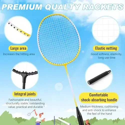 Chitidr 12 Pack Badminton Rackets Set Including Badminton Racquets, Nylon Shuttlecocks and Carry Bag for Outdoor Backyard Games Beginners - 3