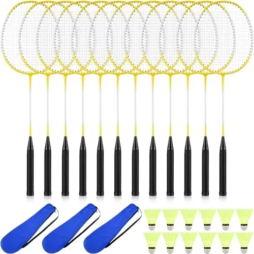 Chitidr 12 Pack Badminton Rackets Set Including Badminton Racquets, Nylon Shuttlecocks and Carry Bag for Outdoor Backyard Games Beginners - 1