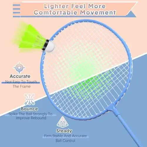 Chitidr 12 Pack Badminton Rackets Set Including Badminton Racquets, Nylon Shuttlecocks and Carry Bag for Outdoor Backyard Games Beginners - 3