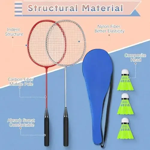 Chitidr 12 Pack Badminton Rackets Set Including Badminton Racquets, Nylon Shuttlecocks and Carry Bag for Outdoor Backyard Games Beginners - 4