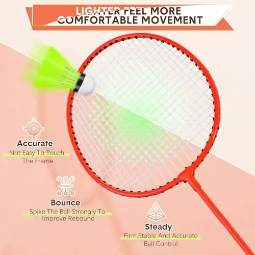 Chitidr 12 Pack Badminton Rackets Set Including Badminton Racquets, Nylon Shuttlecocks and Carry Bag for Outdoor Backyard Games Beginners - 4