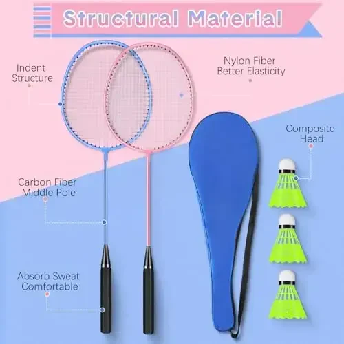 Chitidr 12 Pack Badminton Rackets Set Including Badminton Racquets, Nylon Shuttlecocks and Carry Bag for Outdoor Backyard Games Beginners - 3