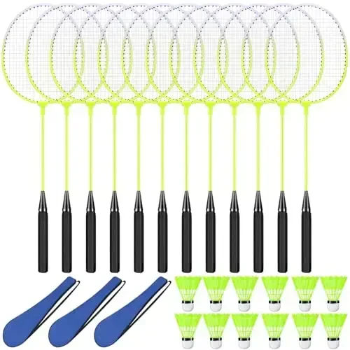 Chitidr 12 Pack Badminton Rackets Set Including Badminton Racquets, Nylon Shuttlecocks and Carry Bag for Outdoor Backyard Games Beginners - 1