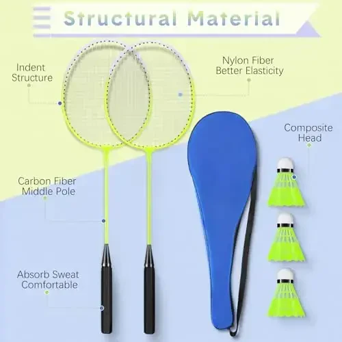Chitidr 12 Pack Badminton Rackets Set Including Badminton Racquets, Nylon Shuttlecocks and Carry Bag for Outdoor Backyard Games Beginners - 3