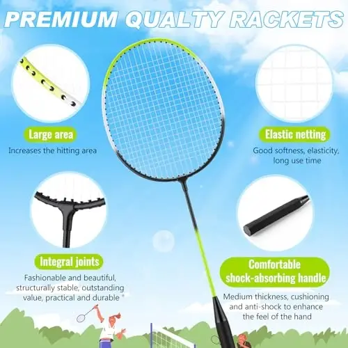 Chitidr 12 Pack Badminton Rackets Set Including Badminton Racquets, Nylon Shuttlecocks and Carry Bag for Outdoor Backyard Games Beginners - 3