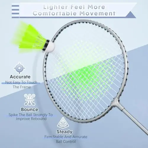 Chitidr 12 Pack Badminton Rackets Set Including Badminton Racquets, Nylon Shuttlecocks and Carry Bag for Outdoor Backyard Games Beginners - 4