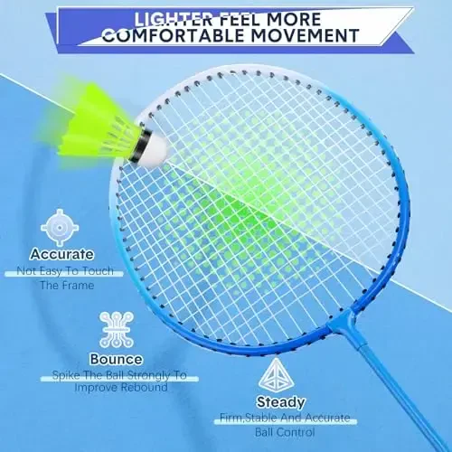 Chitidr 12 Pack Badminton Rackets Set Including Badminton Racquets, Nylon Shuttlecocks and Carry Bag for Outdoor Backyard Games Beginners - 4