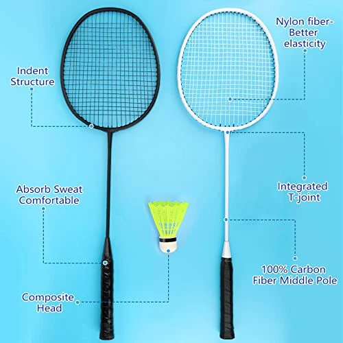 Chitidr 12 Pack Badminton Rackets Set Including Rackets, Nylon Shuttlecocks and Carry Bag for Outdoor Backyard Games Beginners - MODAZONE (1)