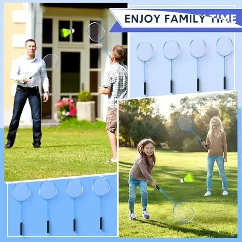 Chitidr 12 Pack Badminton Raketlari Komplekti Badminton Raketkalari, Neylon Volanlar va Ochiq Havoda Hordiq chiqarish uchun Sumka Boshlang'ichlar uchun - 6