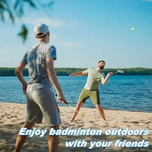 Chitidr 12 Pack Badminton Raketlari To'plami, Badminton Raketlari, Neylon Volanlari va Ochiq Havodagi Hovli O'yinlari Boshlovchilari uchun Sumka bilan. - 4