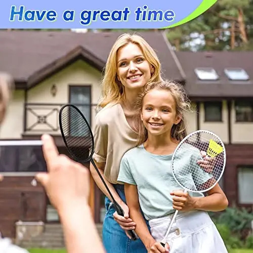 Chitidr 12 taʼsirli badminton raketlari toʻplami, raketlar, neylon volanchilar va tashish sumkasi, ochiq havoda orqa hovlida oʻynash uchun boshlangʻich oʻyinchilar uchun - 4