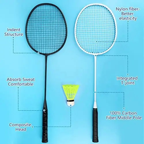Chitidr 12 Pack Badminton Rackets Set Including Badminton Racquets, Nylon Shuttlecocks and Carry Bag for Outdoor Backyard Games Beginners - 2