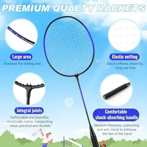Chitidr 12 Pack Badminton Rackets Set Including Badminton Racquets, Nylon Shuttlecocks and Carry Bag for Outdoor Backyard Games Beginners - 3