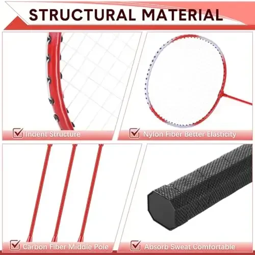 Chitidr 12 Pack Badminton Rackets Set Including Badminton Racquets, Nylon Shuttlecocks and Carry Bag for Outdoor Backyard Games Beginners - 2