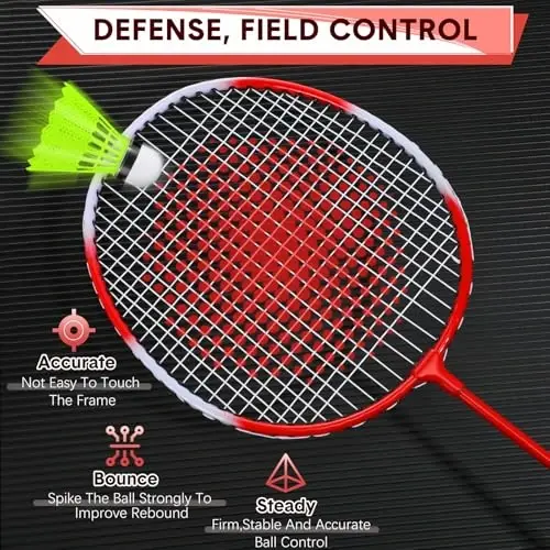 Chitidr 12 Pack Badminton Rackets Set Including Badminton Racquets, Nylon Shuttlecocks and Carry Bag for Outdoor Backyard Games Beginners - 4