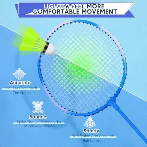 Chitidr 12 Pack Badminton Rackets Set Including Badminton Racquets, Nylon Shuttlecocks and Carry Bag for Outdoor Backyard Games Beginners - 4