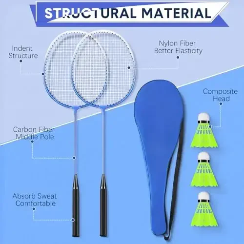 Chitidr 12 Pack Badminton Rackets Set Including Badminton Racquets, Nylon Shuttlecocks and Carry Bag for Outdoor Backyard Games Beginners - CHITIDR (1)