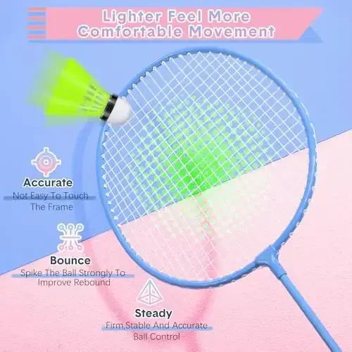 Chitidr 12 Pack Badminton Rackets Set Including Badminton Racquets, Nylon Shuttlecocks and Carry Bag for Outdoor Backyard Games Beginners - 4