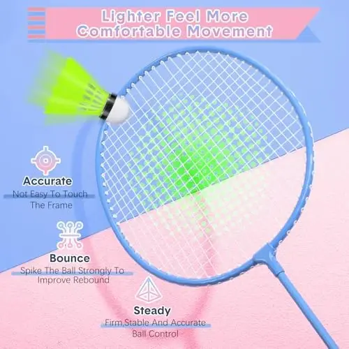 Chitidr 12 Pack Badminton Rackets Set Including Badminton Racquets, Nylon Shuttlecocks and Carry Bag for Outdoor Backyard Games Beginners - 4