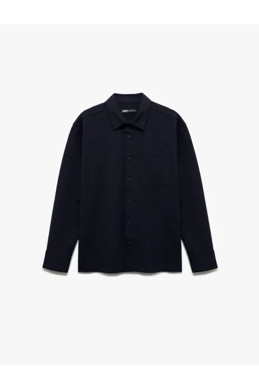 Chitir tugmali detallar cho'ntakli regular fit viskon aralashmasi - 3