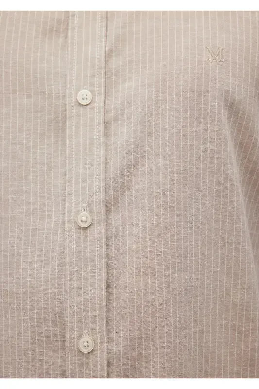 Chiziqli bej tencel Tm Lyocell ko'ylak Slim Fit / Da - 6