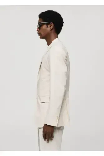 Chiziqli gofri paxtadan tayyorlangan, ingichka bichimli blazer ko'ylagi - 5