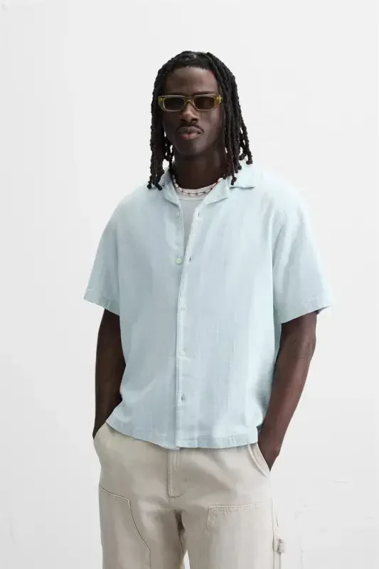 Chiziqli jakarli ko'ylak - Ochiq ko'k - 2