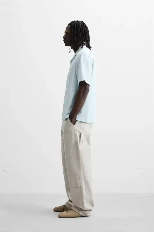 Chiziqli jakarli ko'ylak - Ochiq ko'k - 4